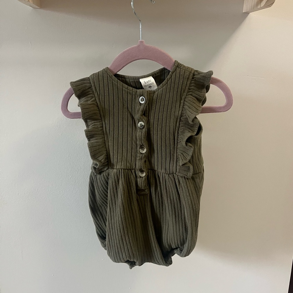 Kate Quinn Sage Green Ribbed Romper